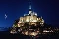 France, the Mont Saint Michel at blue hour Royalty Free Stock Photo