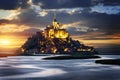 Mont Saint Michel at sunset, France Royalty Free Stock Photo