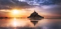 Mont Saint Michel at sunset, France Royalty Free Stock Photo