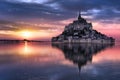 Mont Saint Michel at sunset, France Royalty Free Stock Photo