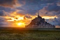 Mont Saint Michel at sunset,Normandy, France Royalty Free Stock Photo