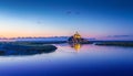 Mont Saint-Michel in twilight at dusk, Normandy, France Royalty Free Stock Photo