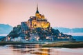 Mont Saint-Michel at twilight, Normandy, France Royalty Free Stock Photo