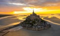 Mont Saint-Michel view in the sunset light. Normandy, France Royalty Free Stock Photo