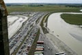 Car park at low tide at Mont St-Michel