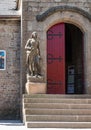 Joan of Arc statue at museum entrance, Mont St. Michel, France