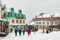 MONT-TREMBLANT, QC, CANADA - FEBRUARY 2020 Mont-Tremblant village in winter Royalty Free Stock Photo