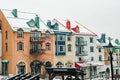 MONT-TREMBLANT, QC, CANADA - FEBRUARY 2020 Mont-Tremblant village in winter Royalty Free Stock Photo