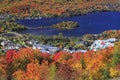 Mont Tremblant village and lake and autumn colors, Quebec, Canada