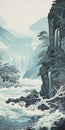 Majestic Waterfall: A Kilian Eng Inspired Landscape Painting