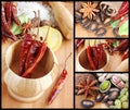 Montage of Assorted Spices used in Asian Cooking Royalty Free Stock Photo