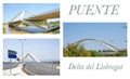 Montage of images of the Bridge over the Llobregat River in the Delta del Llobregat, Barcelona