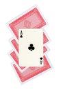 A montage of playing cards with an ace of clubs revealed. Royalty Free Stock Photo