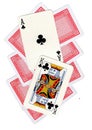 A montage of playing cards with a king and ace of clubs revealed. Royalty Free Stock Photo