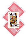 A montage of playing cards with a queen of clubs revealed. Royalty Free Stock Photo