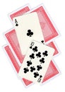 A montage of playing cards with a ten and ace of clubs revealed. Royalty Free Stock Photo