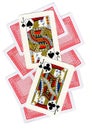 A montage of playing cards with two jacks revealed. Royalty Free Stock Photo