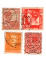 Vintage postage stamps from the netherlands. Royalty Free Stock Photo