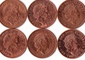 Two pence coins from the United Kingdom. Royalty Free Stock Photo