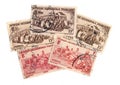 Vintage postage stamps from French West Africa. Royalty Free Stock Photo