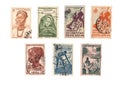 Vintage postage stamps from French West Africa. Royalty Free Stock Photo