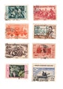 Vintage postage stamps from French West Africa. Royalty Free Stock Photo