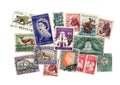 A montage of vintage postage stamps from South Africa.