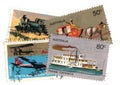 A montage of vintage transport postage stamps from Australia.