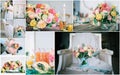 Montage of wedding images - beautiful preperation to marriage. Collage.