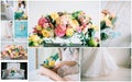 Montage of wedding images - beautiful preperation to marriage. Collage.