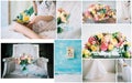 Montage of wedding images - beautiful preperation to marriage. Collage.