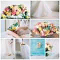 Montage of wedding images - beautiful preperation to marriage. Collage.