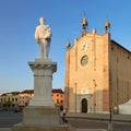 Montagnana, Italy - August 25, 2017: Cathedral of Piazza Vittorio Emanuele 2.