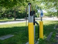 Montague, MA USA - June 19, 2022 - A ChargePoint Power Station port for Electric Vehicles