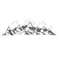 Montain and clouds. Vintage illustration. Royalty Free Stock Photo