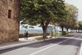 Couple walking in Montalcino. Montalcino is a hill town and comune in the province of Siena, Tuscany