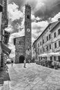 The medieval Palazzo dei Priori and the clocktower, Montalcino, Italy Royalty Free Stock Photo