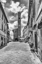 The medieval Palazzo dei Priori and the clocktower, Montalcino, Italy Royalty Free Stock Photo