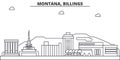 Montana, Billings architecture line skyline illustration. Linear vector cityscape with famous landmarks, city sights
