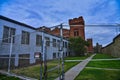 1871 Montana Territorial Prison in Deer Lodge Interior fencing and walkway Royalty Free Stock Photo