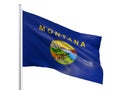 Montana U.S. state flag waving on white background, close up, isolated. 3D render Royalty Free Stock Photo