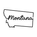 Montana US state outline map with the handwritten state name. Continuous line drawing of patriotic home sign