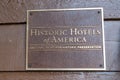 Historic plaque for the Many Glacier Hotel in Glacier National Park Royalty Free Stock Photo