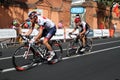Martin Elmiger of the IAM Cycling team left and Emanuel Buchmann of the Bora Argon team