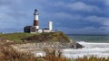 Montauk Point Lighthouse with cliffs