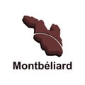 Montbeliard City of France map vector illustration, vector template with outline graphic sketch design Royalty Free Stock Photo