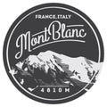 MontBlanc in Alps, France, Italy outdoor adventure badge. Higest mountain in Europe illustration.