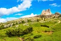 Monte Averau, green meadows in Dolomites Royalty Free Stock Photo