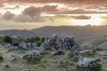 Sunset Views of Santa Cruz Mountains from Black Mountain. Royalty Free Stock Photo