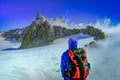 Monte Bianco, Mont Blanc landscape and Dent du Geant, Aosta Valley, Italy Royalty Free Stock Photo